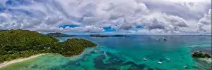 Anse Prints: seychelles paradise beach aerial drone panorama landscape of praslin island anse volbert