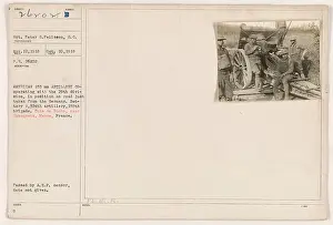 Military Equipment Prints: 'Sgt. Peter S. Pelisson of the American 155 mm Artillery operating with the 29th division