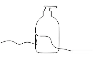Lotion Prints: Shampoo bottle continuous one line drawing vector illustration