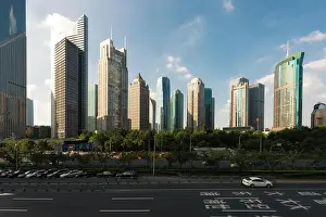 Shanghai century avenue of street scene in Shanghai Lujiazui, China