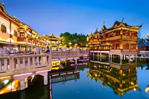 Contentment Prints: Shanghai, China view at the traditional Yuyuan Garden District