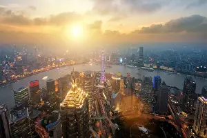 Shanghai skyline city scape, Shanghai luajiazui finance and business district trade zone skyline, Shanghai China. Asia. Day to Night
