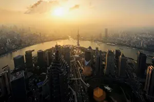 Shanghai skyline city scape, Shanghai luajiazui finance and business district trade zone skyline, Shanghai China