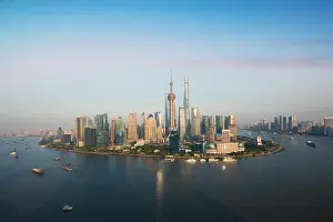 Shanghai skyline city scape, Shanghai luajiazui finance and business district trade zone skyline, Shanghai China