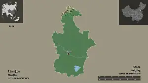 Subregion Prints: Shape of Tianjin, municipality of China