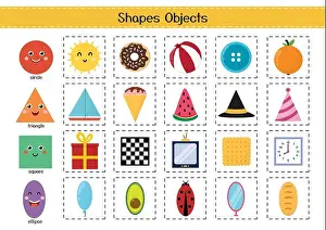 Paste Prints: Shapes objects set for kids. Basic geometric shapes elements collection