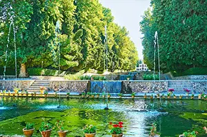 Fountain Garden Prints: Shazdeh Garden is popular landmark among the tourists and locals