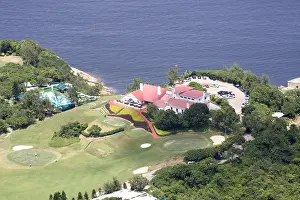Loaded Prints: Shek O golf and country club as viewed from Dragons Back hiking trail Hong kong China Asia Asian