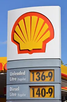 Prices Prints: Shell petrol station sign, Leamington Spa, Warwickshire, UK