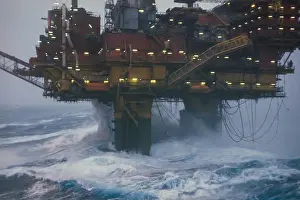 Platform Prints: Shell's Brent Bravo oil rig in a North Sea storm