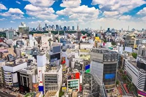 Images Dated 5th August 2015: Shibuya, Tokyo, Japan city skyline towards Shinjuku Ward in the distance