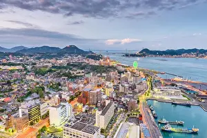 Kyushu Prints: Shimonoseki, Yamaguchi, Japan skyline over the Kanmon Straits