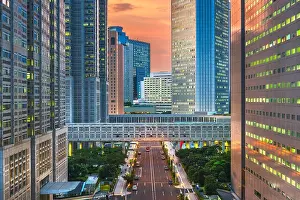 Shinjuku, Tokyo, Japan cityscape past the Metropolitan Government Building at dusk