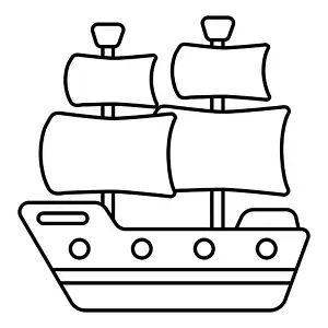 Ship boat clip art. Outline design for kids drawing and coloring. Vector illustration