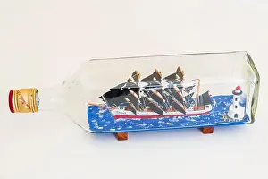 Ship in a bottle made by Irish Lighthouse keeper Richard Cummins