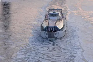 Crack Prints: Ship breaking through the ice on the frozen Moskva river in Moscow Russia