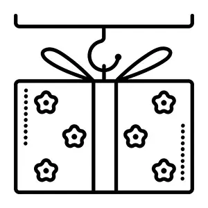 Shipment Prints: Shipment of goods, black line vector icon, lifting a load pictogram, sending a gift sign