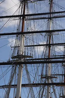 Sailing Prints: Ship's Masts and rigging Close up, The Cutty Sark Clipper Ship, Greenwich, London. UK