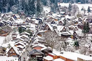 Shirakawago, Gifu, Japan historic farming village in winter