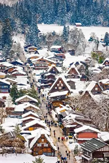 Shirakawago, Gifu, Japan historic farming village in winter