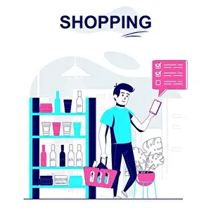 Showroom Prints: Shopping isolated cartoon concept