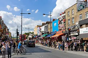 Shops on Camden High Street, Camden Town, North London, England, UK