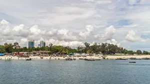 Tanzania Prints: The shores of the Indian Ocean in Dar es Salaam, Tanzania