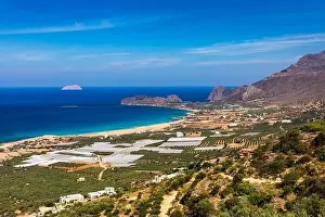 Famous Falasarna Prints: Shot of beautiful turquoise beach Falasarna (Falassarna) in Crete