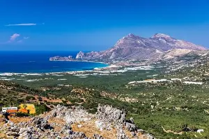 Shot of beautiful turquoise beach Falasarna (Falassarna) in Crete