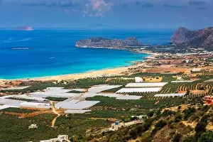 Famous Falasarna Prints: Shot of beautiful turquoise beach Falasarna (Falassarna) in Crete
