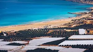 Famous Falasarna Prints: Shot of beautiful turquoise beach Falasarna (Falassarna) in Crete