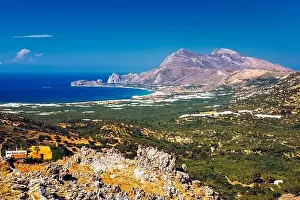 Famous Falasarna Prints: Shot of beautiful turquoise beach Falasarna (Falassarna) in Crete
