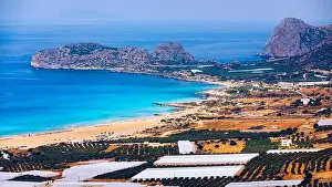 Chania Prints: Shot of beautiful turquoise beach Falasarna (Falassarna) in Crete