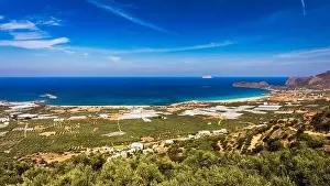Chania Prints: Shot of beautiful turquoise beach Falasarna (Falassarna) in Crete