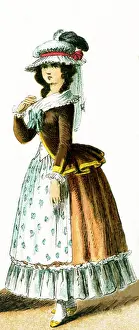 1770s Prints: Shown here is a French lady in 1790. This illustration dates to 1882