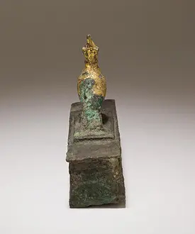 Falcon Prints: The shrine box with a falcon and double crown held an animal mummy