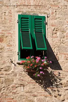 Montepulciano Prints: Shutters block the midday Tuscan sun in Montepulciano Italy, south of Florence