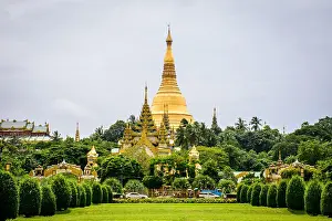 Praying Prints: Shwe Dagon pagoda, It is located in the center of Yangon, Myanmar, June-2017