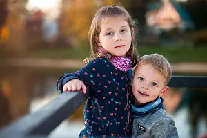 Sibling Prints: siblings enjoying nice colourful autumn