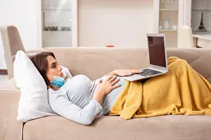 Femininity Prints: Sick pregnant woman suffering at home