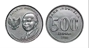 Aluminum Prints: Both sides of 500 Indonesian rupiah coin (2016) with emblem of Indonesia (Garuda Pancasila)