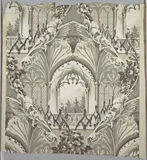 Vaulting Prints: Sidewall, Block-printed in distemper colors