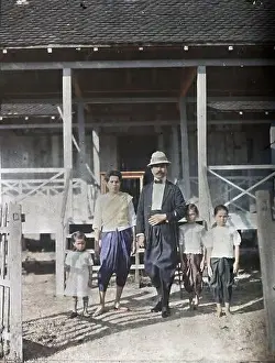 Leon Prints: Siem Reap, Cambodia, Indochina A Cambodian civil servant (?) and his family