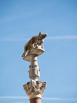 Gothic Style Prints: Siena She-Wolf sculpture in the Duomo square