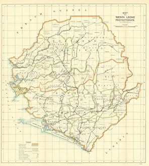 Boundaries Prints: Sierra Leone Protectorate by Waterlow & Sons. Chiefdom boundaries 1938 old map
