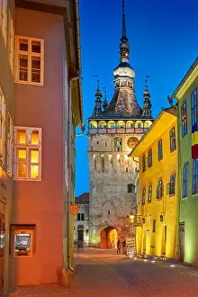 Sighisoara old town at evening, Transylvania, Romania