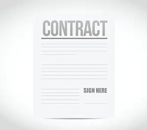 Curriculum Prints: Sign here contract paper illustration design over a white background