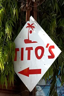 Dine Prints: Sign for well known Titos nightclub disco bar and restaurant Calangute Goa India