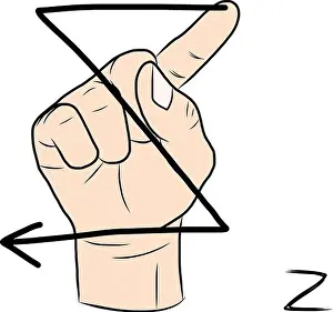 Tutor Prints: Sign language and the alphabet, The Letter Z