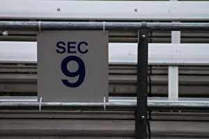 Green Building Prints: A sign of Section 9 bleachers at the Indianapolis Motor Speedway (IMS)